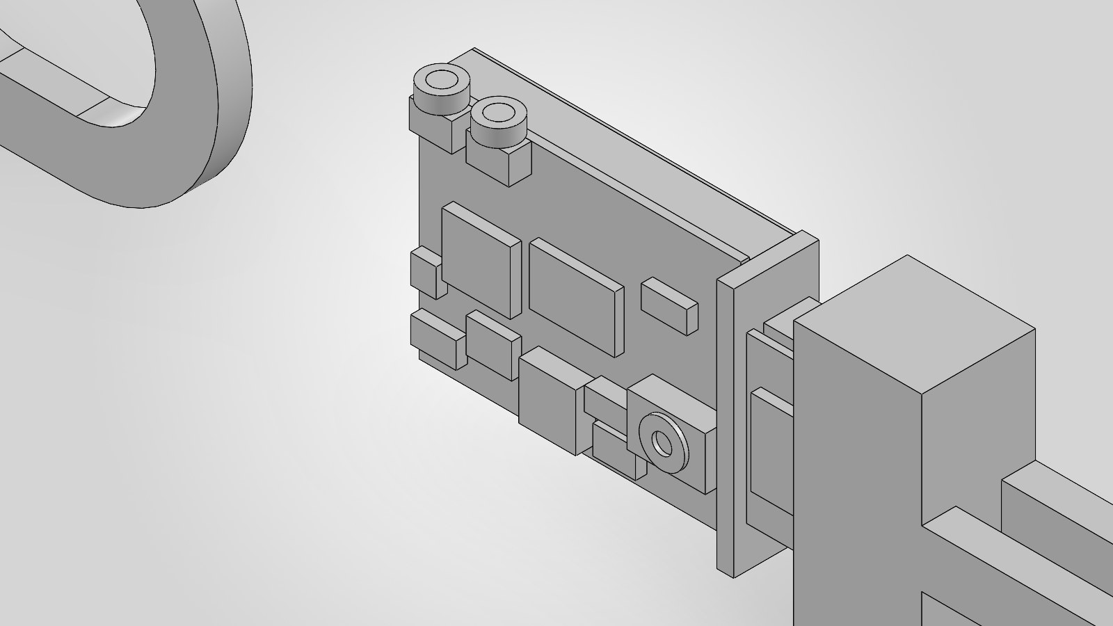 Shell and bottom cover hidden: the board on top of the battery, the steel strike plate and the latch half.